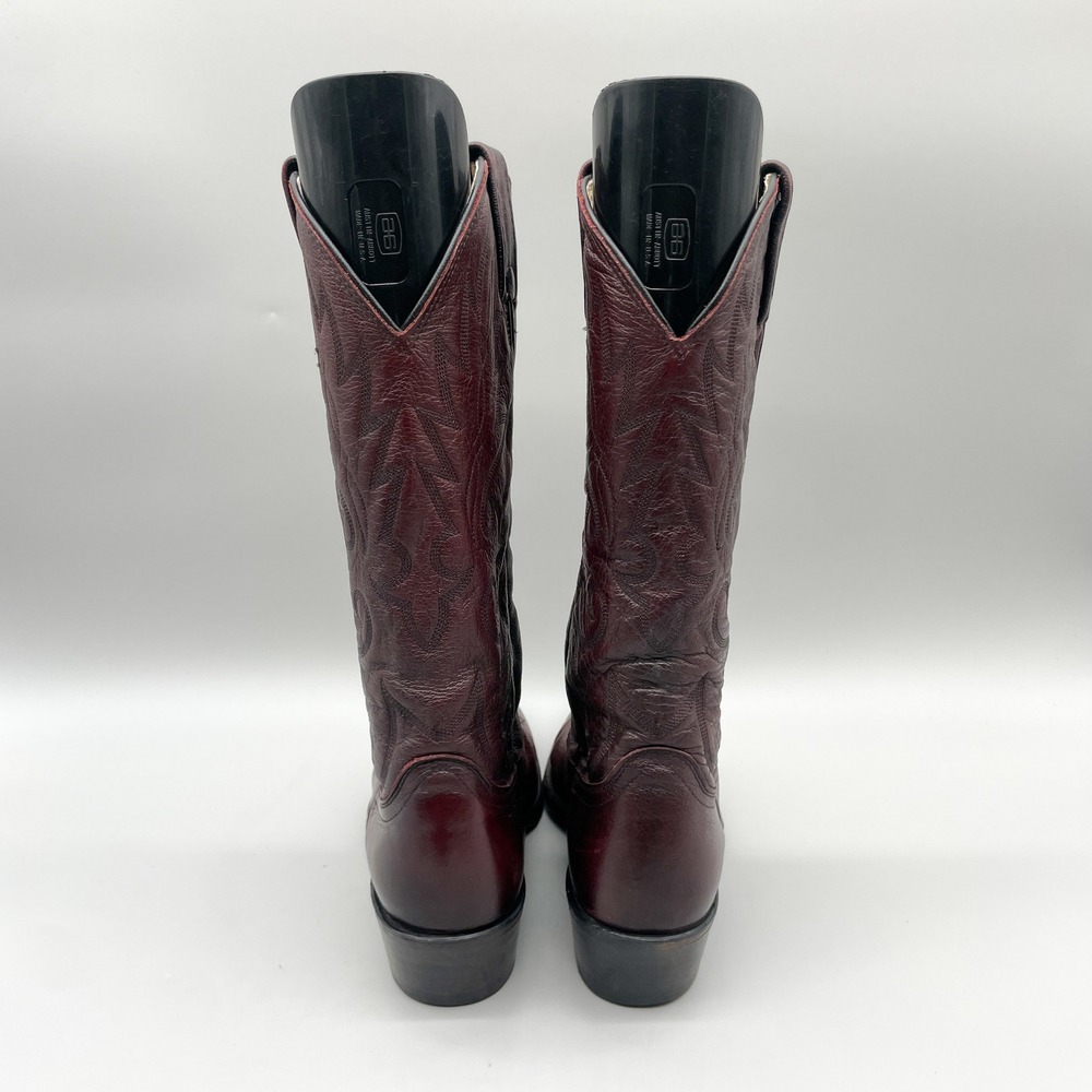 VTG Dan Post Mens 9.5 B Milwaukee Cowboy Boots Dark Cherry Leather Western Rodeo - Picture 5 of 12